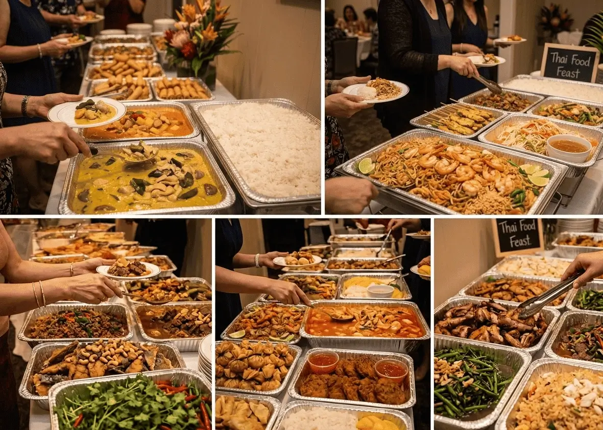 Evergreen Thai shared dishes arranged for a downtown Toronto group meal